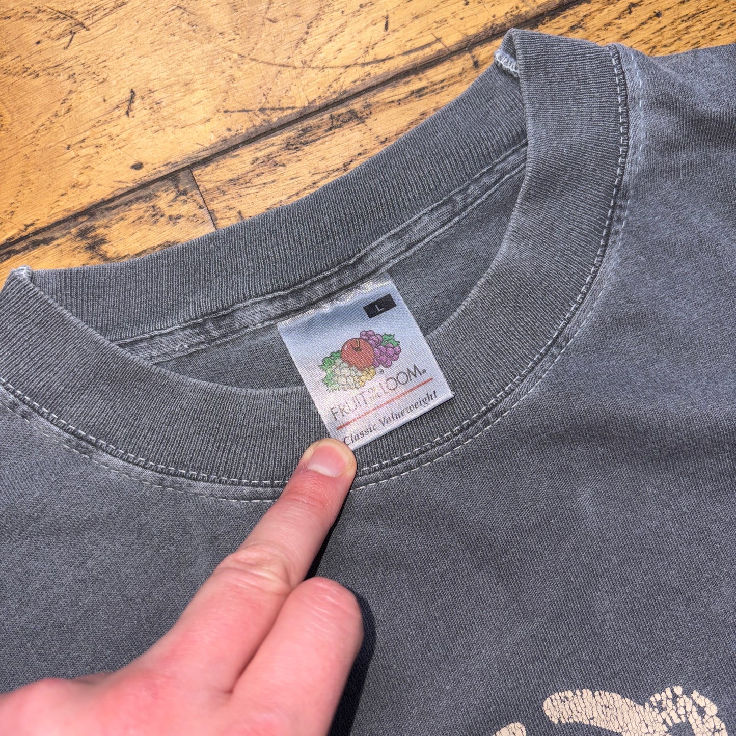Vintage Grey Graphic Long Sleeve T-Shirt - M