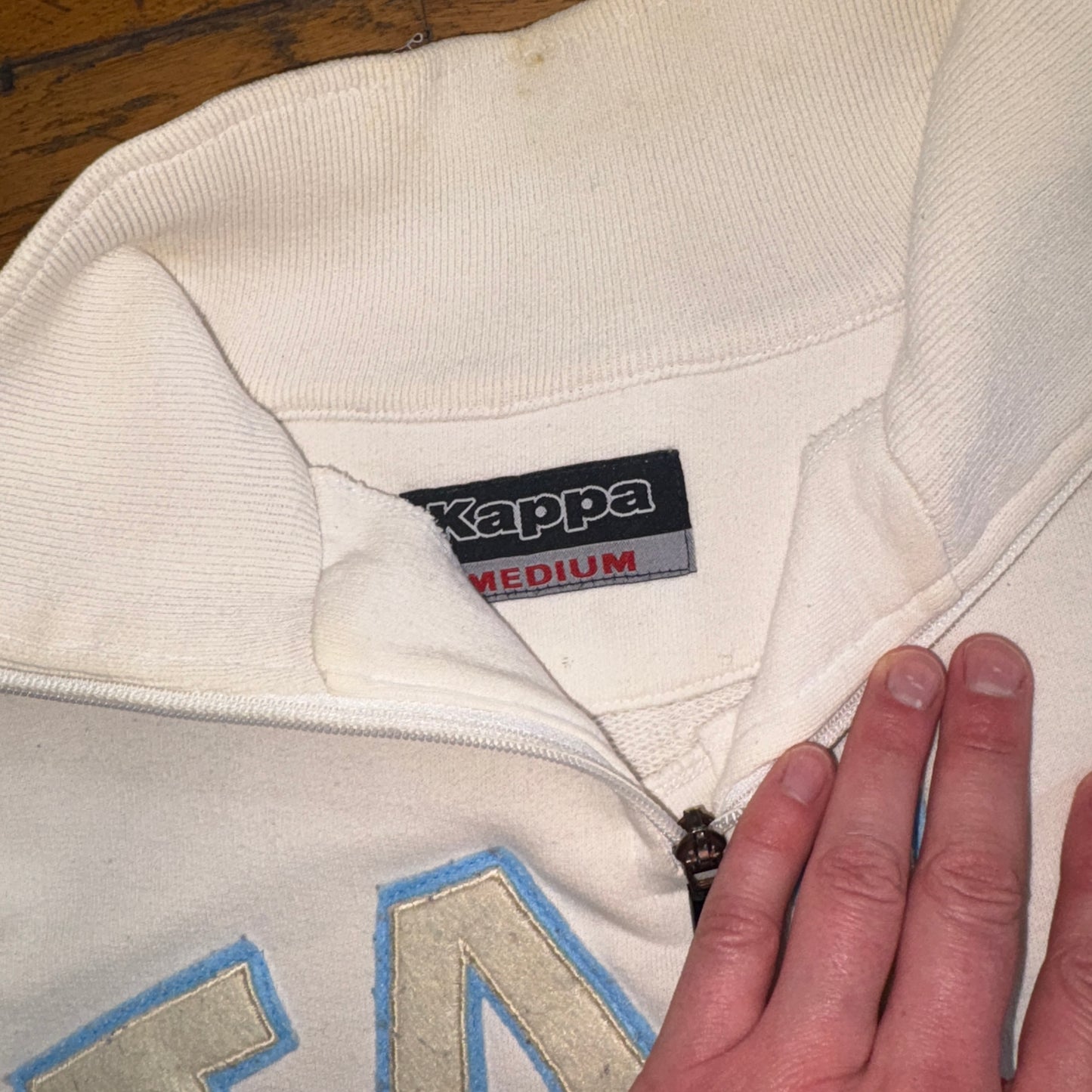 Vintage Kappa Italia Cream Zip Embroidered Sweatshirt - M
