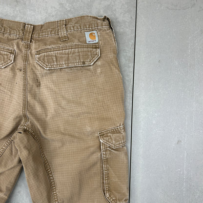 Vintage Carhartt Brown Workwear Carpenter Baggy Cargo Trousers - 34