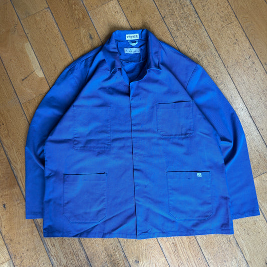 Vintage French Chore Workwear Jacket Blue Overcoat - XXL