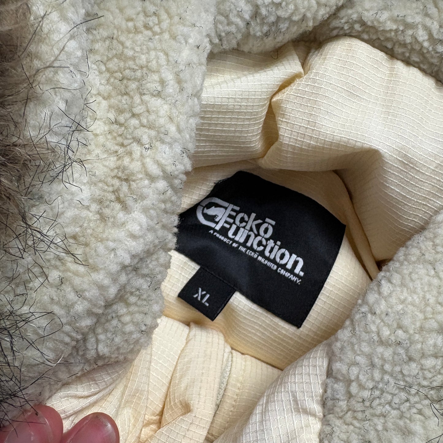 Vintage Ecko Unltd Cream Fur Hood Bomber Aviator Jacket - XL