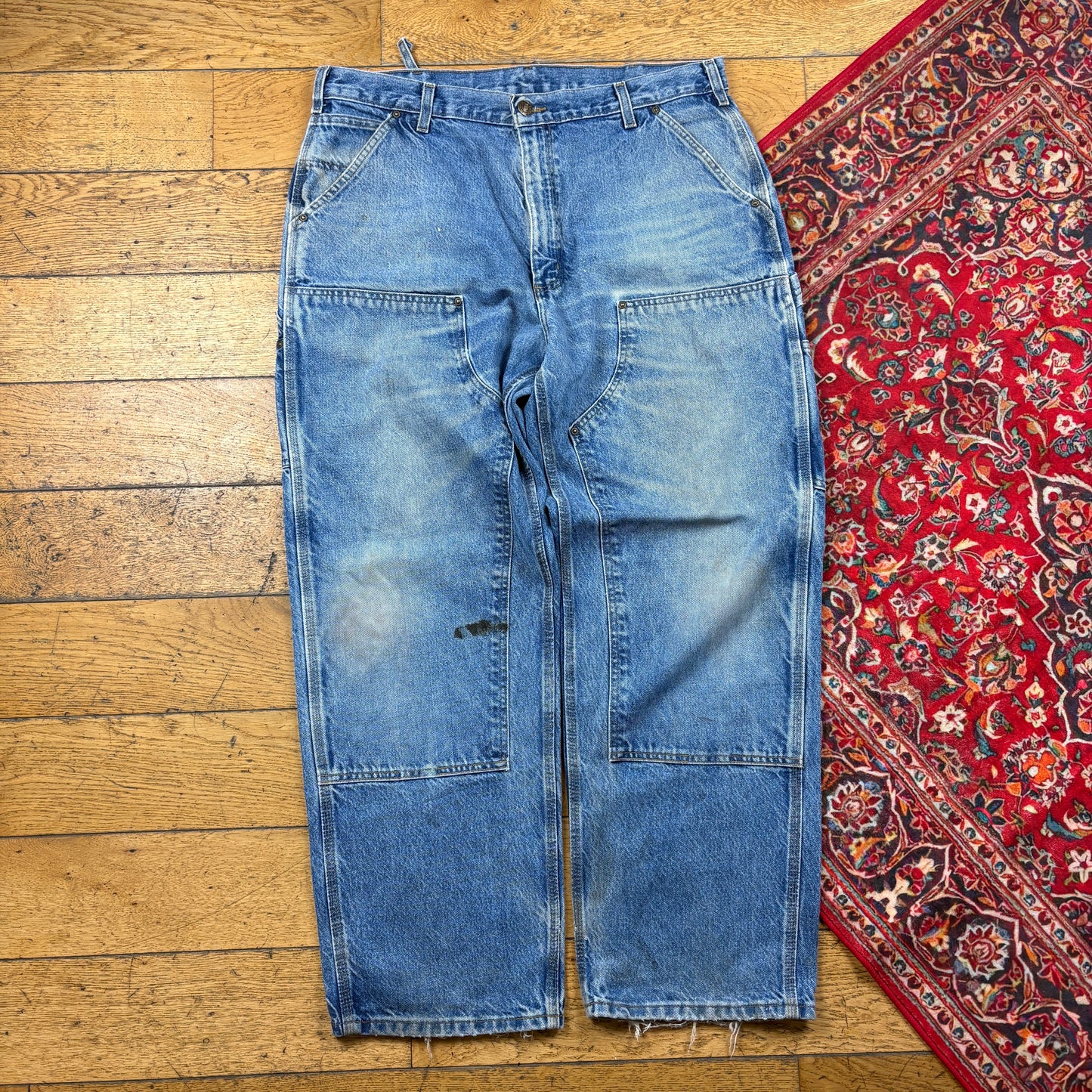 Vintage Carhartt Double Knee Blue Workwear Carpenter Baggy Trousers -