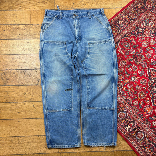 Vintage Carhartt Double Knee Blue Workwear Carpenter Baggy Trousers -