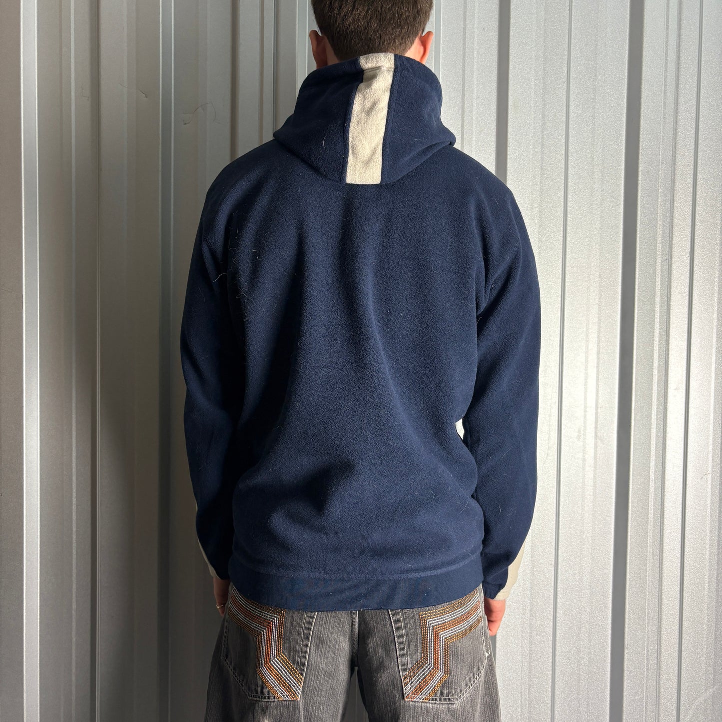 Vintage Rip Curl Navy Fleece Surfwear Y2K 00s Hoodie Embroidered Sweatshirt - M