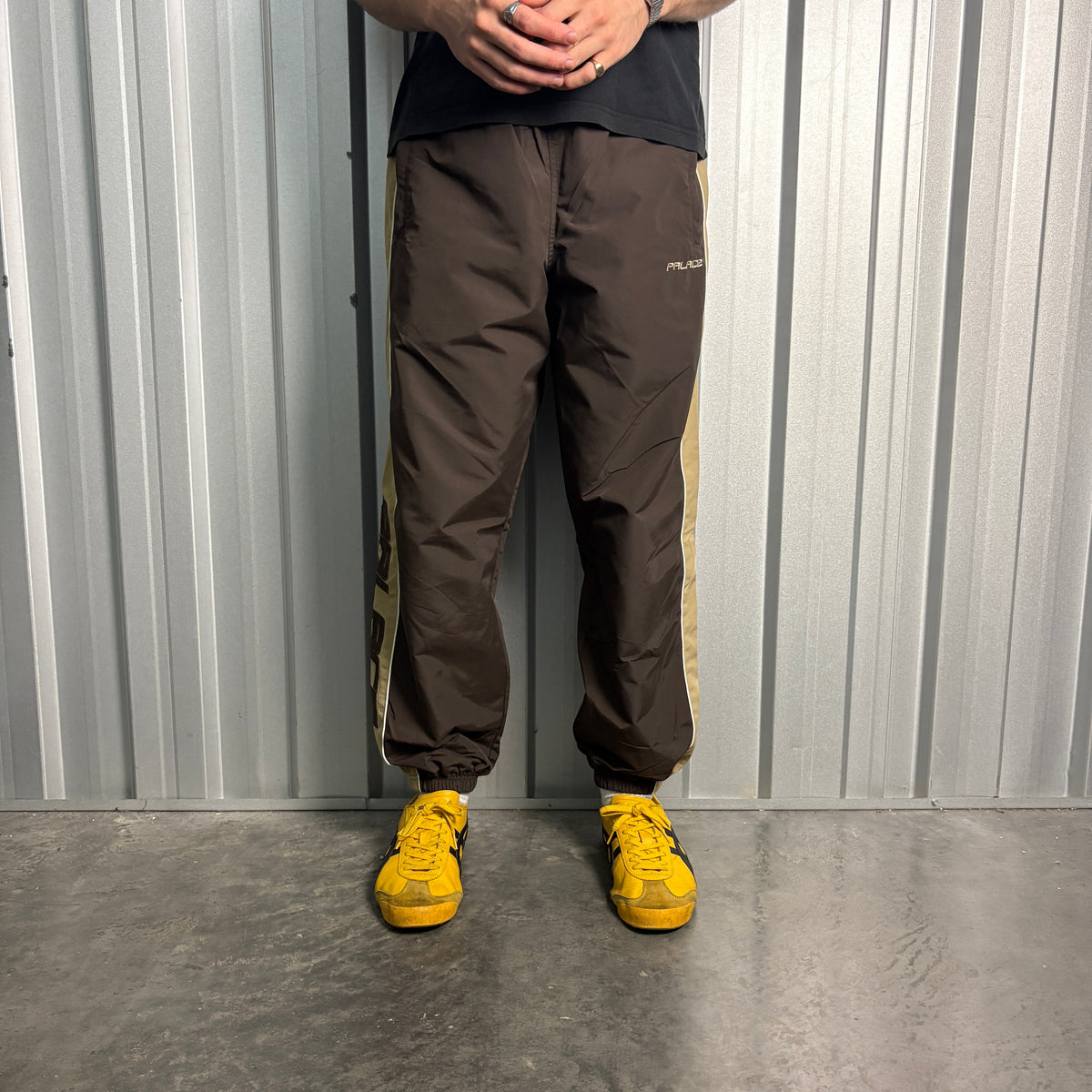 Palace Brown Baggy Piped Jogger Embroidered Tracksuit Bottoms - M