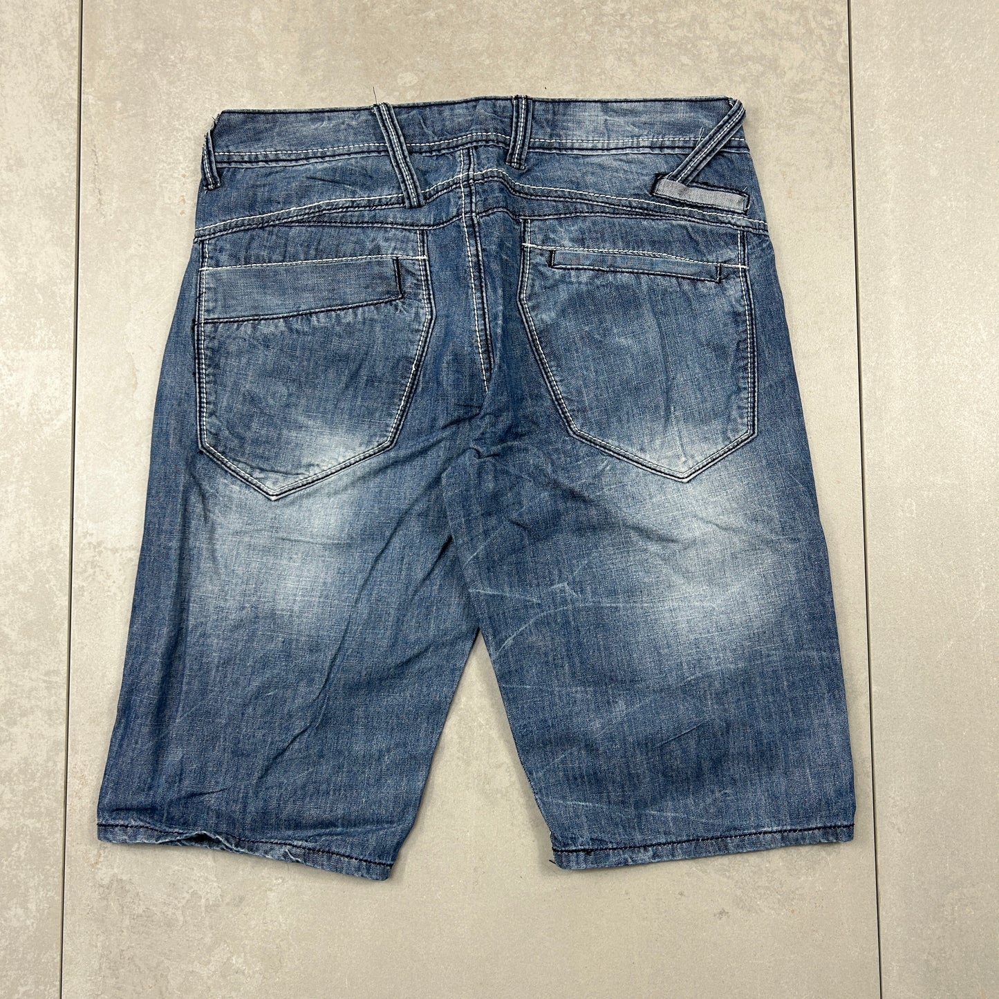 Vintage Embroidered Hip Hop Shorts Blue Jorts - 34