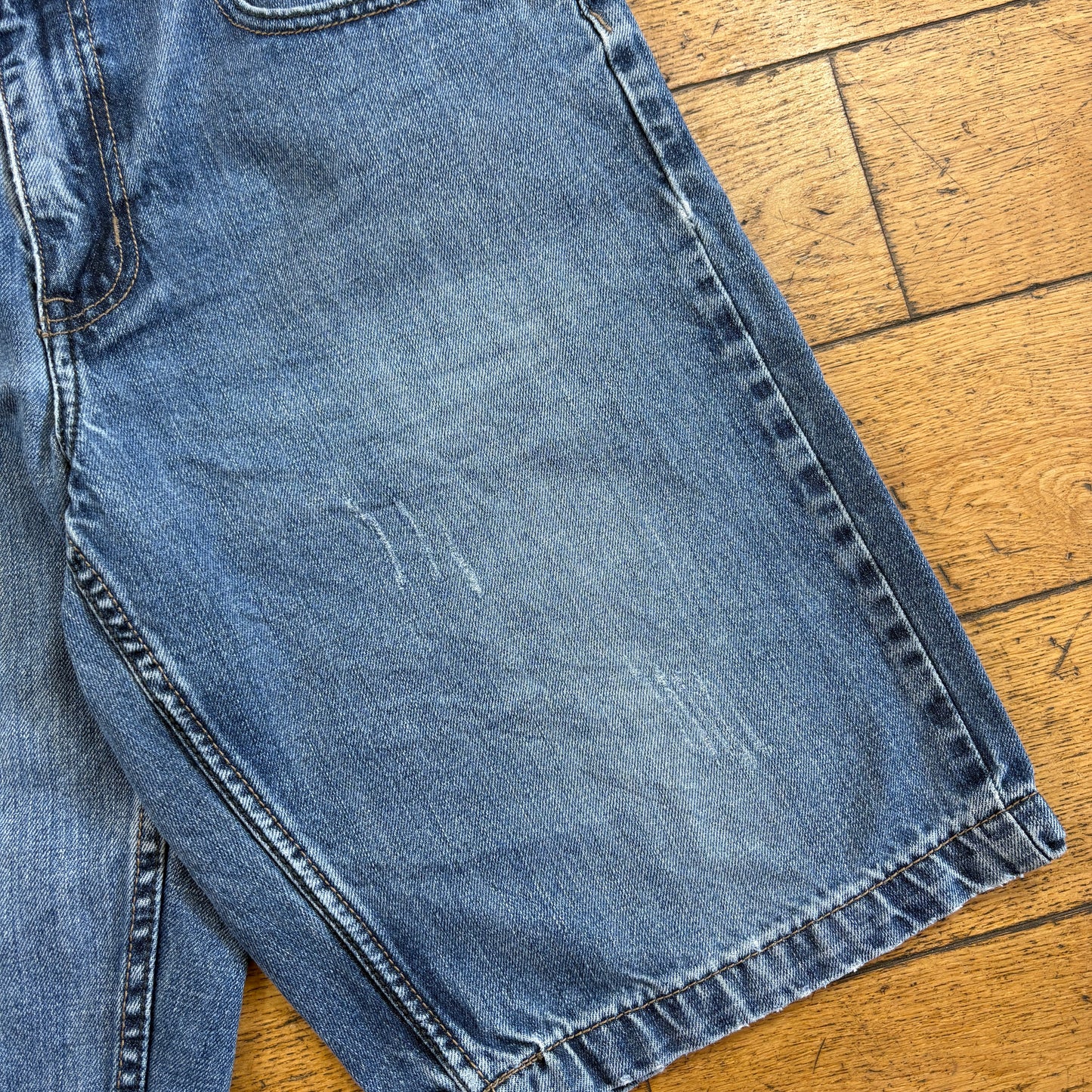 Vintage Embroidered Blue Hip Hop Baggy Shorts Jorts - 34