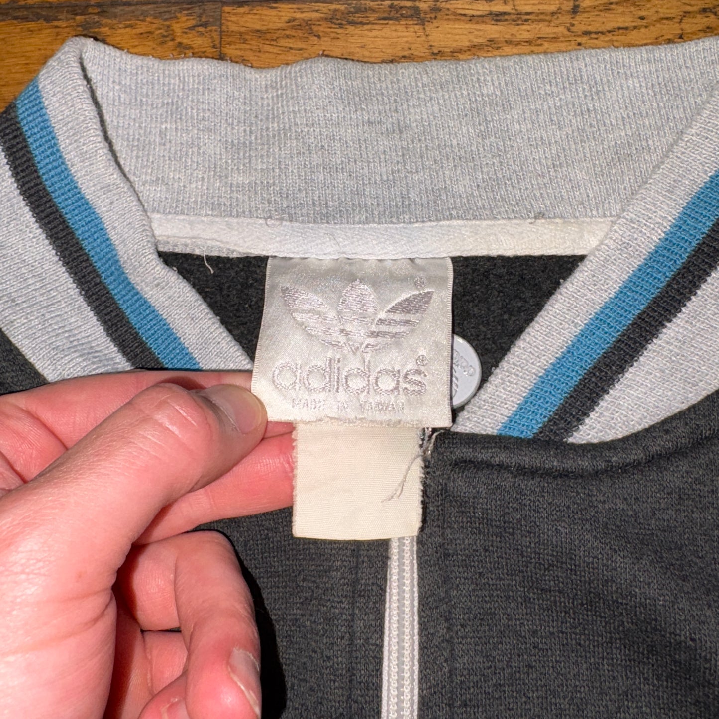 Vintage 80s Adidas Grey Zip Embroidered Sweatshirt - 2XL