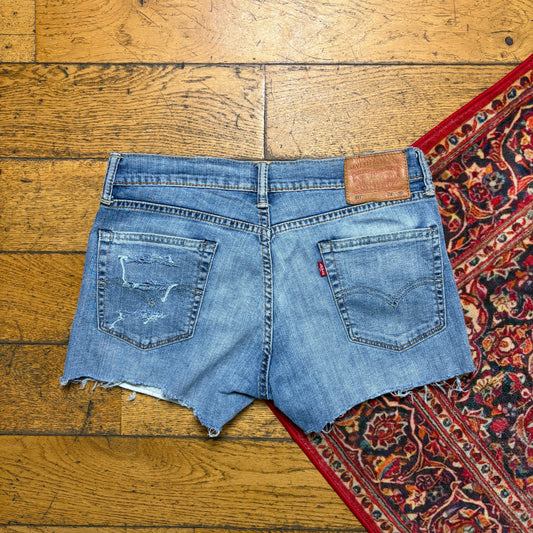 Vintage Levis 511 Blue Denim Shorts - Size 12/14