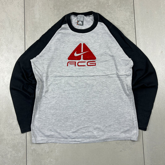 Vintage Nike ACG Embroidered Graphic Long Sleeve T-Shirt - M