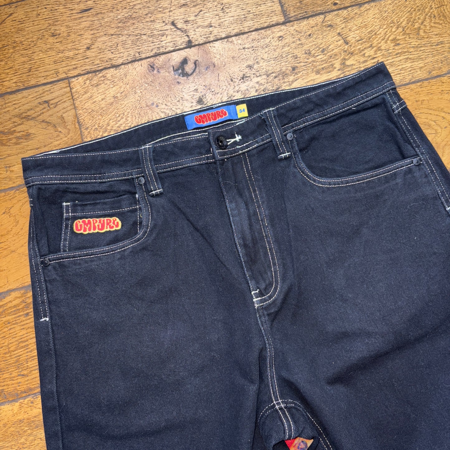 Vintage Empyre Black Skate Embroidered Y2K Hip Hop Baggy Jeans - 38S