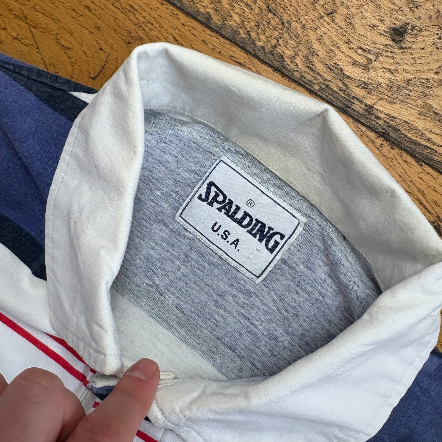 Vintage Spalding Blue White Rugby Polo Shirt - 2XL