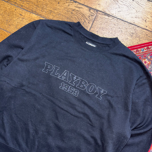 Vintage 90s Playboy Black Embroidered Sweatshirt - L