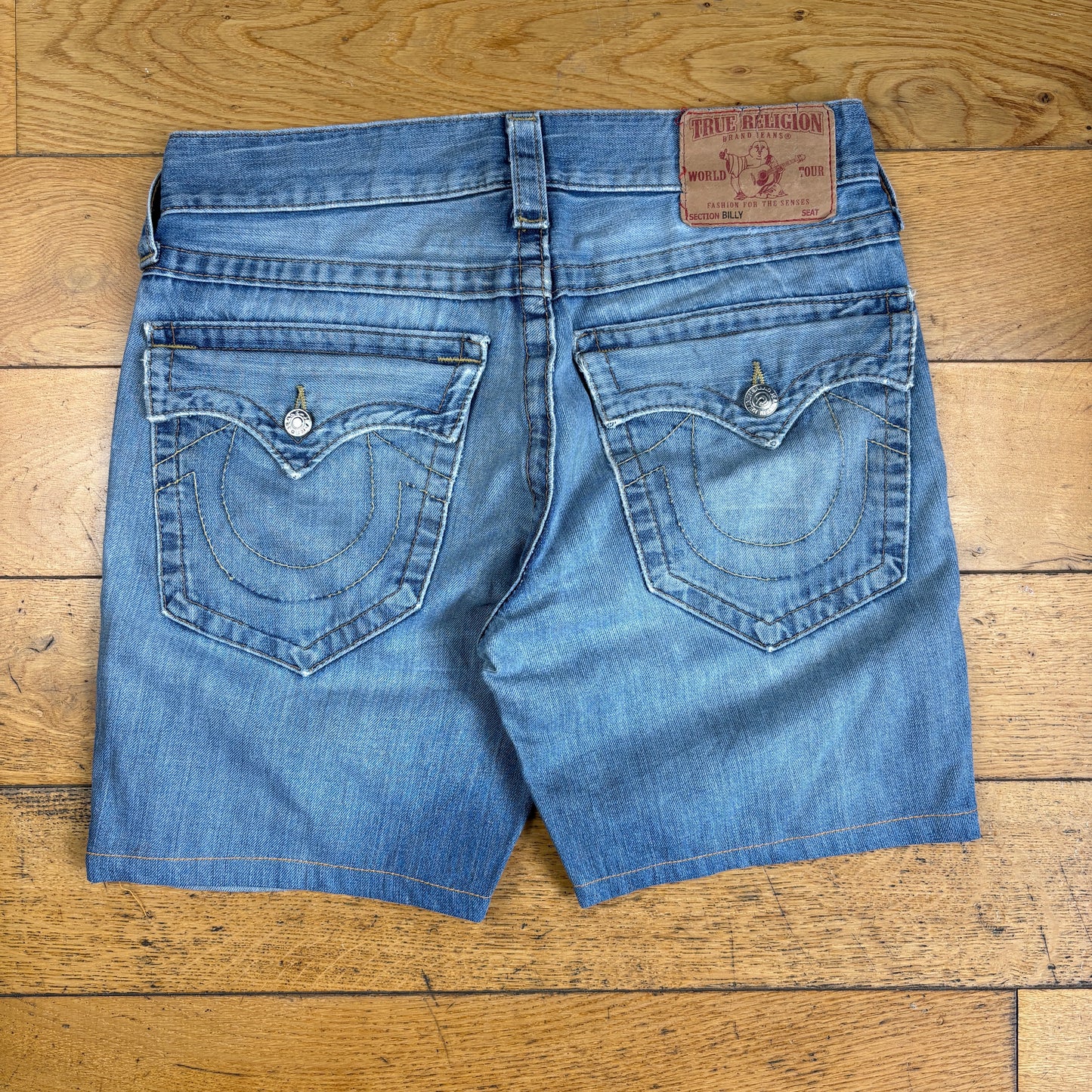 Vintage True Religion Blue Embroidered Y2K Shorts Jorts - 32