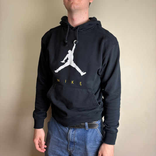 Vintage Nike Jordan Black Embroidered Sweatshirt Hoodie - Small