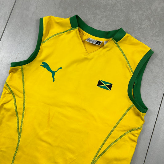 Vintage Jamaica Puma Yellow Vest Graphic T-Shirt - M