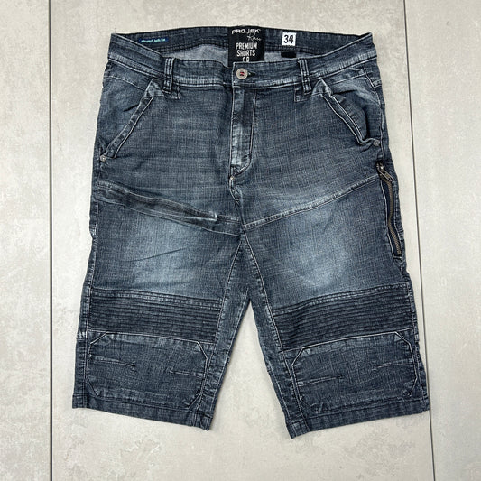 Vintage Hip Hop Motorbike Blue Shorts Jorts - 34
