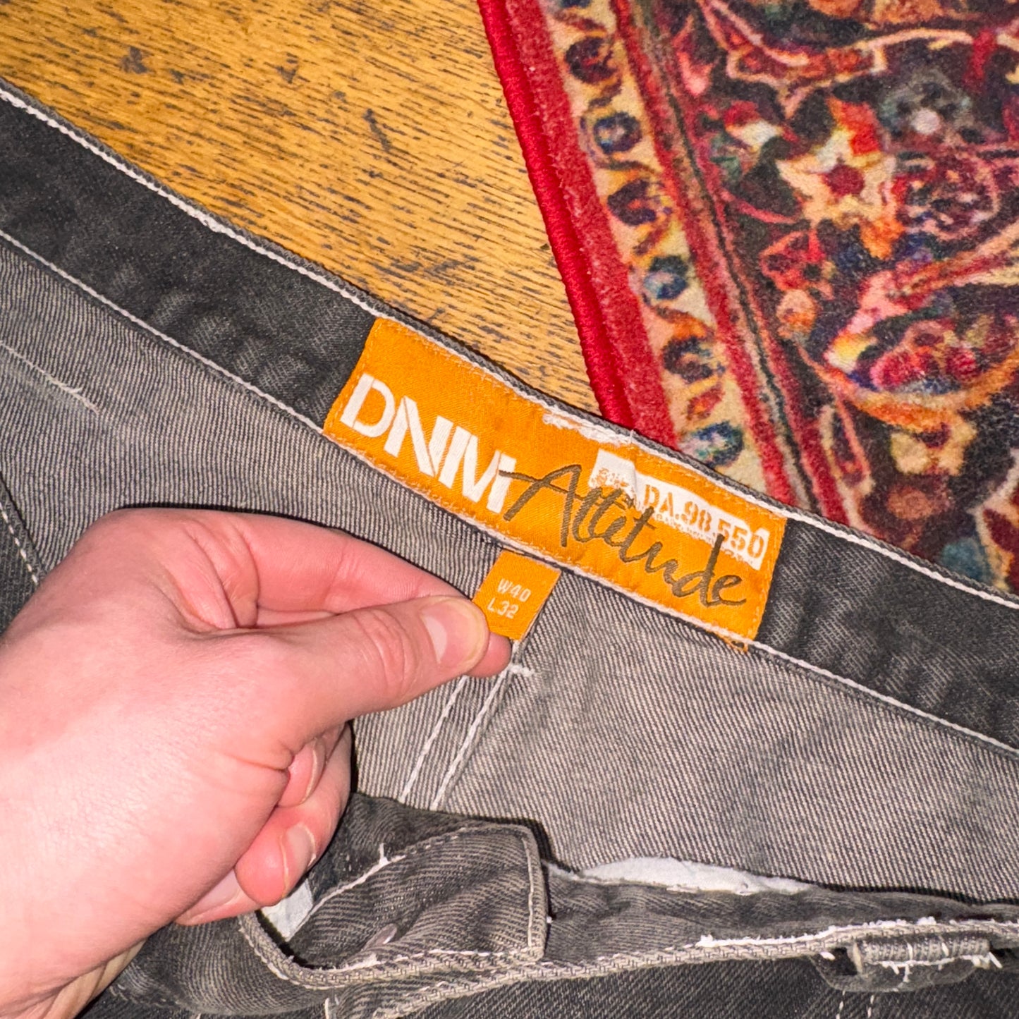 Vintage Akademiks Washed Black Grey Embroidered Y2K Hip Hop Baggy Jeans - 40R