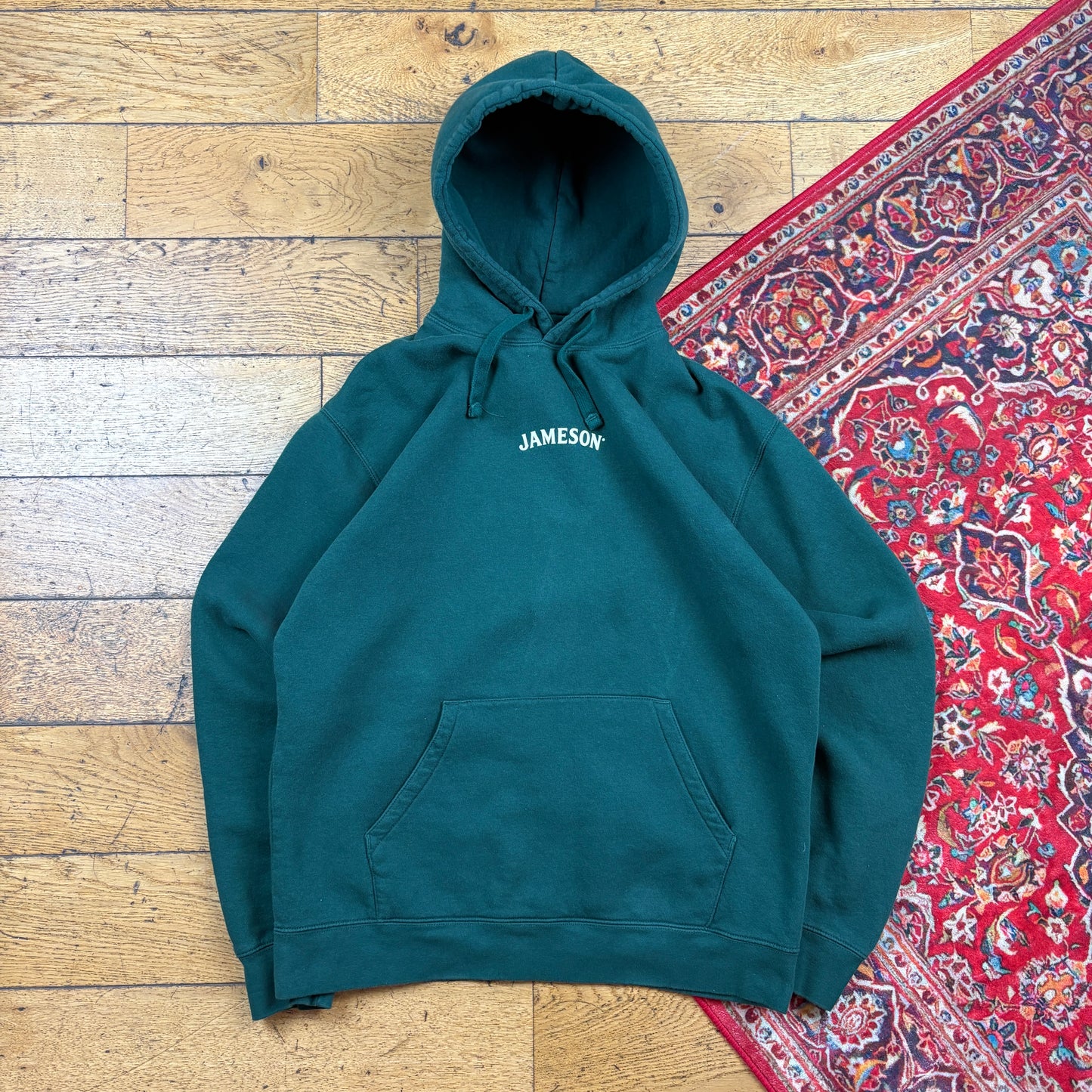 Vintage Russell Athletic Jameson Whiskey Green Hoodie Sweatshirt - L