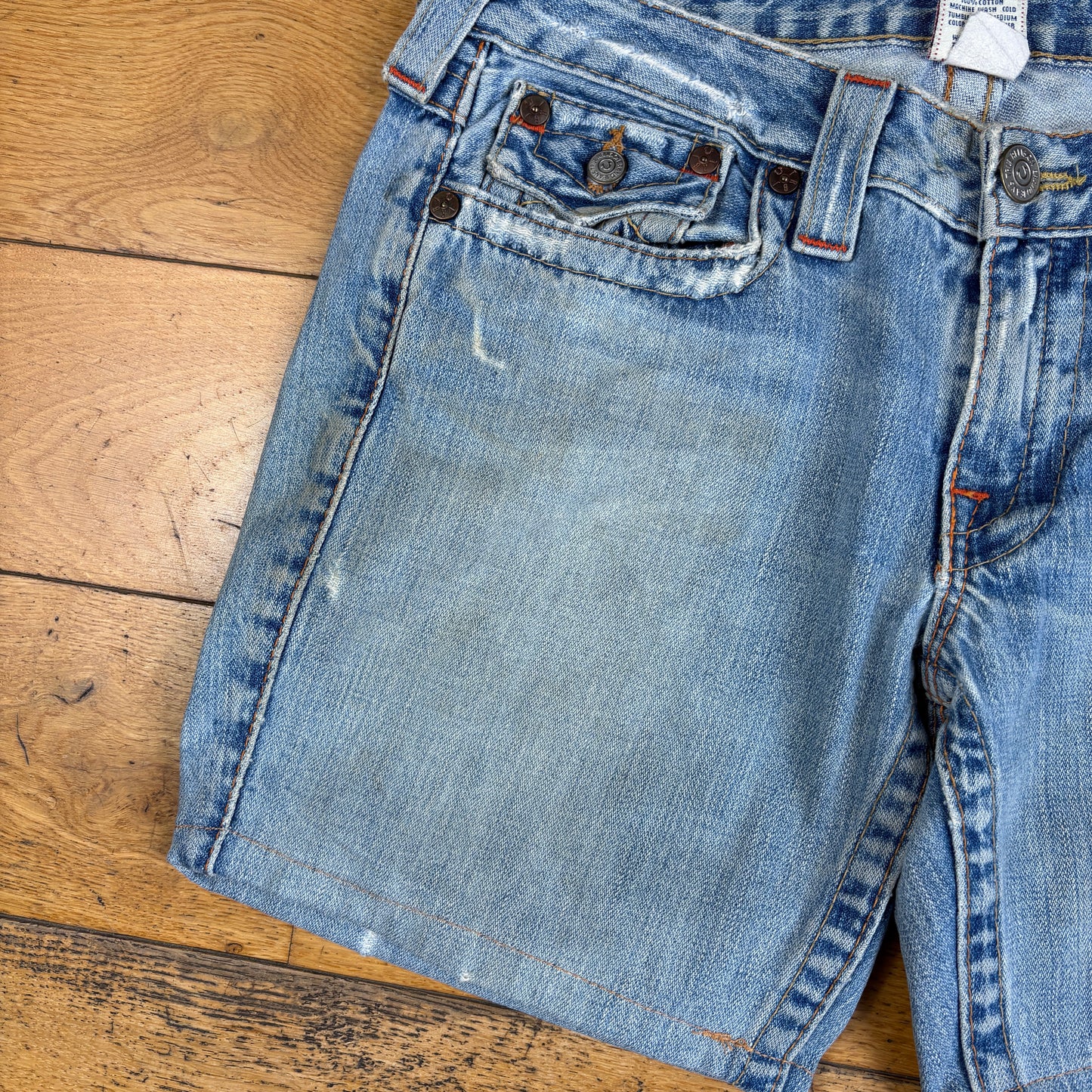 Vintage True Religion Blue Embroidered Y2K Shorts Jorts - 32