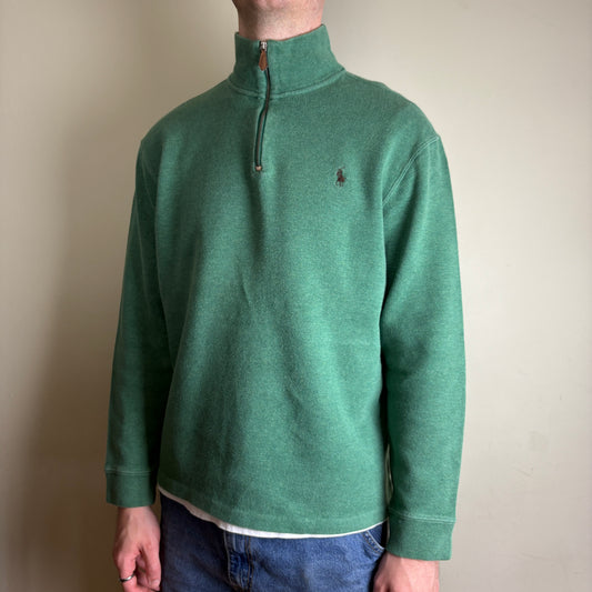 Vintage Ralph Lauren Green Embroidered Quarter Zip Sweatshirt - L