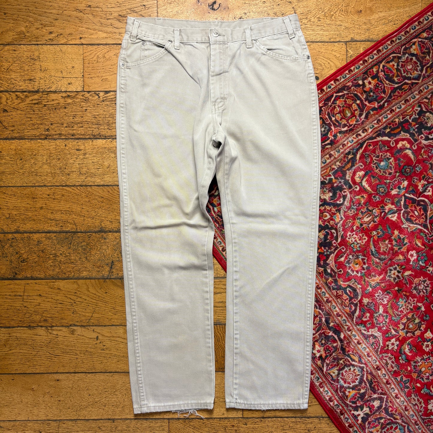 Vintage Dickies Workwear Carpenter Cream Baggy Trousers - 38R