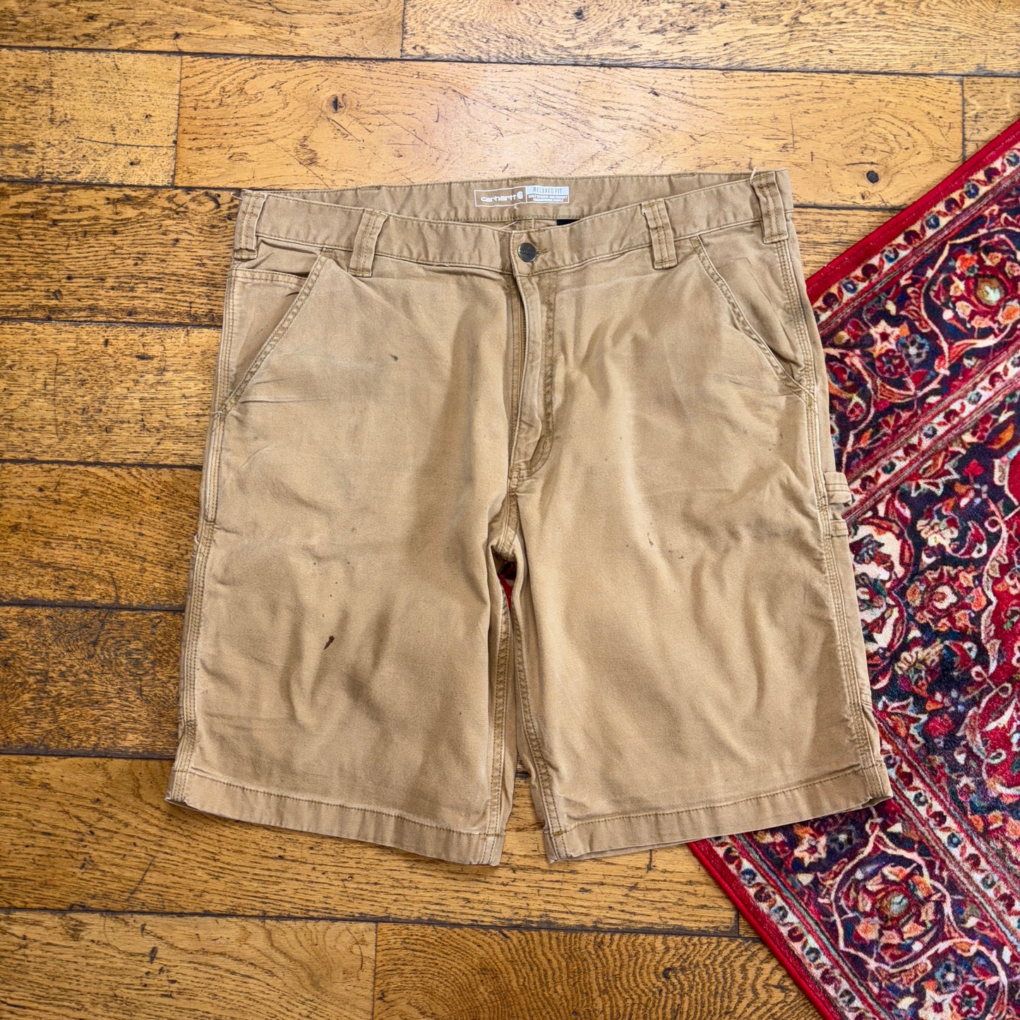 Vintage Carhartt Brown Workwear Baggy Carpenter Shorts - 38