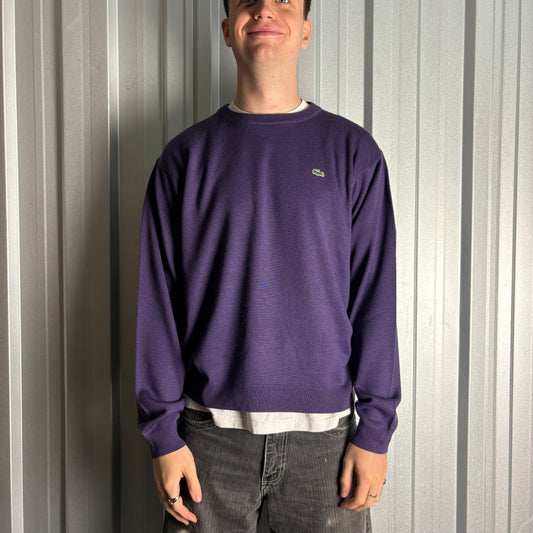Vintage Lacoste Purple Wool Blend Knit Jumper - L