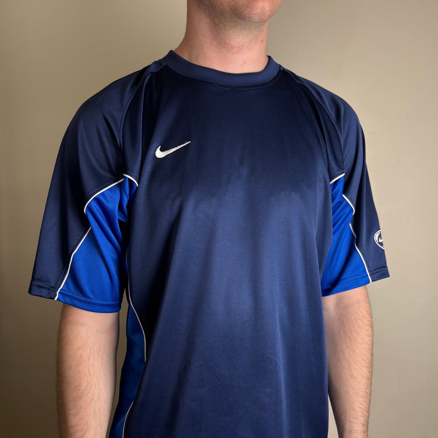 Vintage Nike Navy Swoosh Embroidered Sports T-Shirt - L