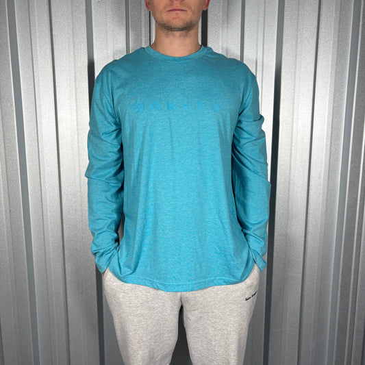 Oakley Blue Long Sleeve Sports T Shirt - 2XL