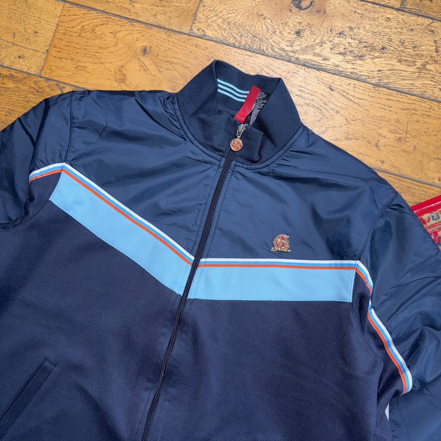 Vintage Quiksilver Navy Surfwear Track Bomber Jacket - L