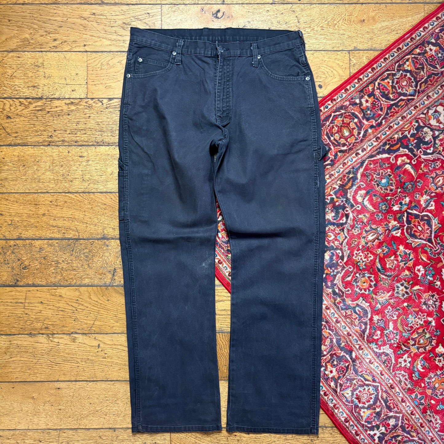 Vintage Dickies Workwear Carpenter Black Baggy Trousers - 38R