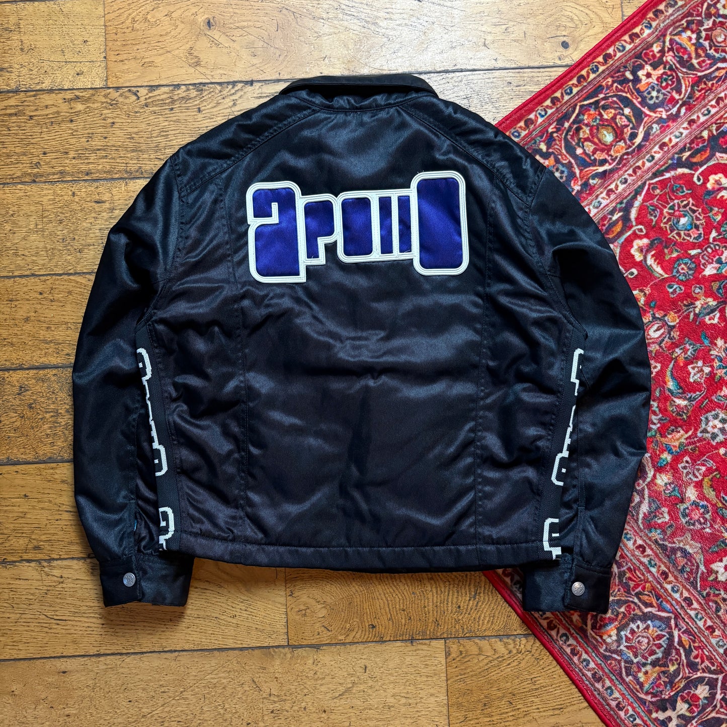 Vintage Apollo Black Cropped Detroit Biker Nylon Jacket - L