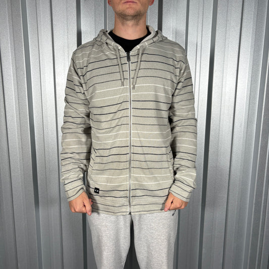 Oakley Grey Stripe Zip Hoodie Sweatshirt - L