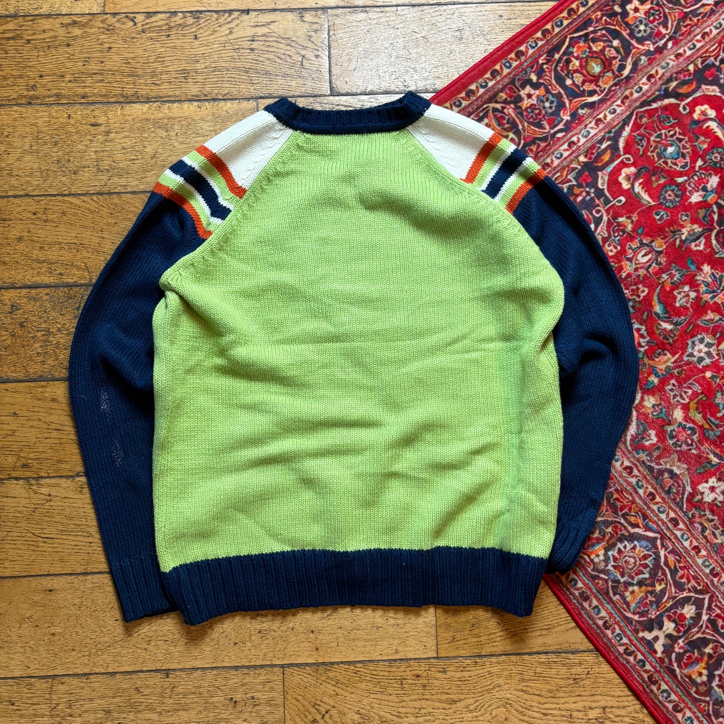 Vintage Ralph Lauren Green Navy Knit Jumper - M