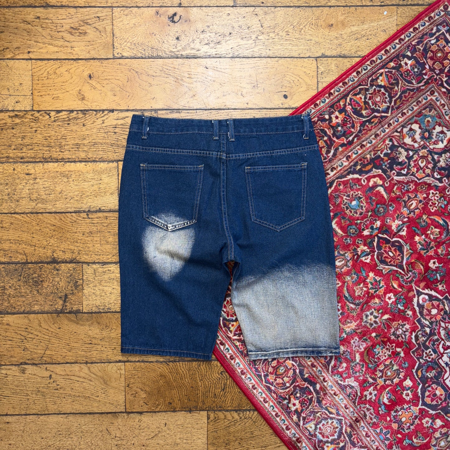 Vintage Blue Bleached Denim Shorts - 36