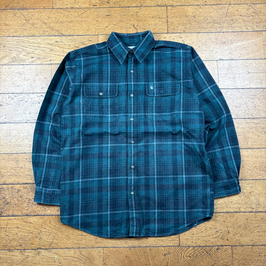 Vintage Carhartt Green Check Workwear Shirt - L