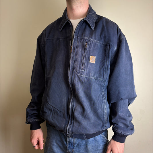 Vintage Carhartt Wylie Navy Blue Workwear Bomber Jacket - XL
