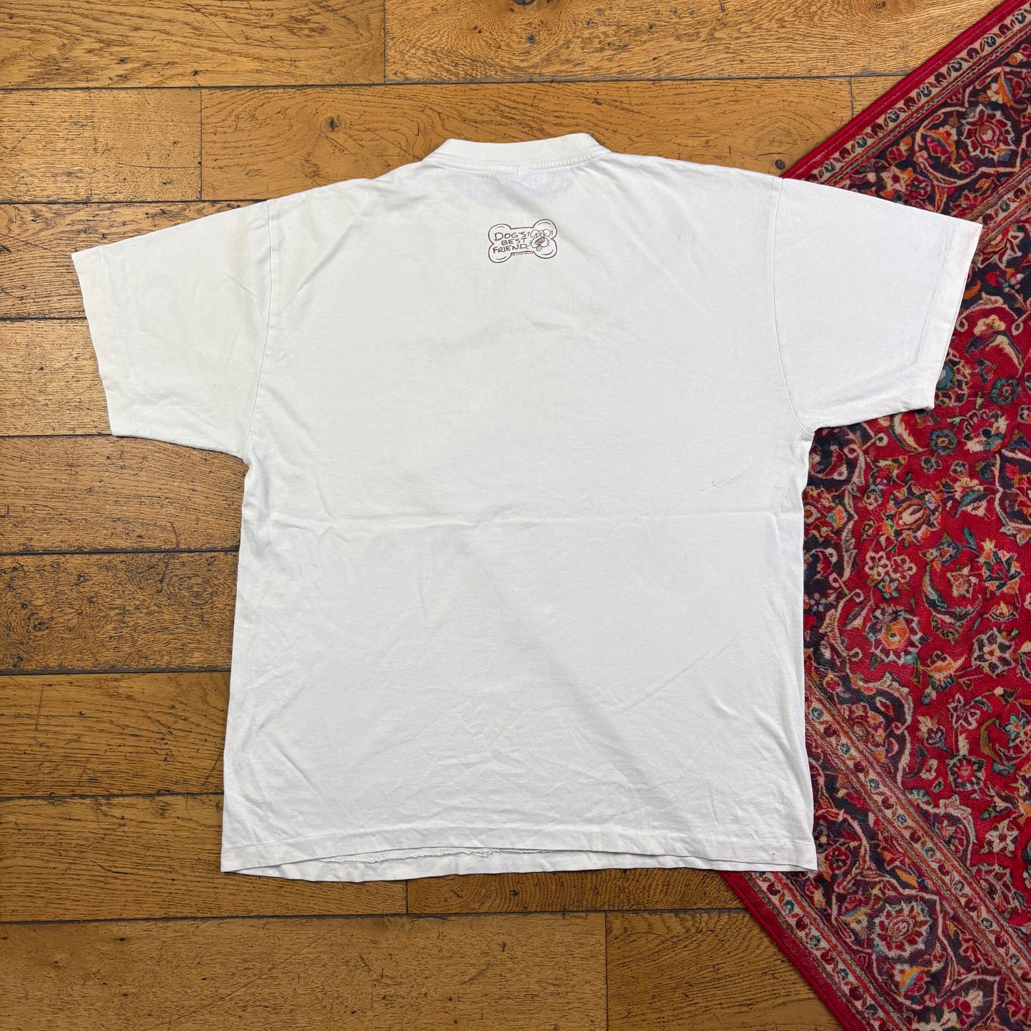 Vintage 1996 Funny Dog White Single Stitch Graphic T-Shirt - XL