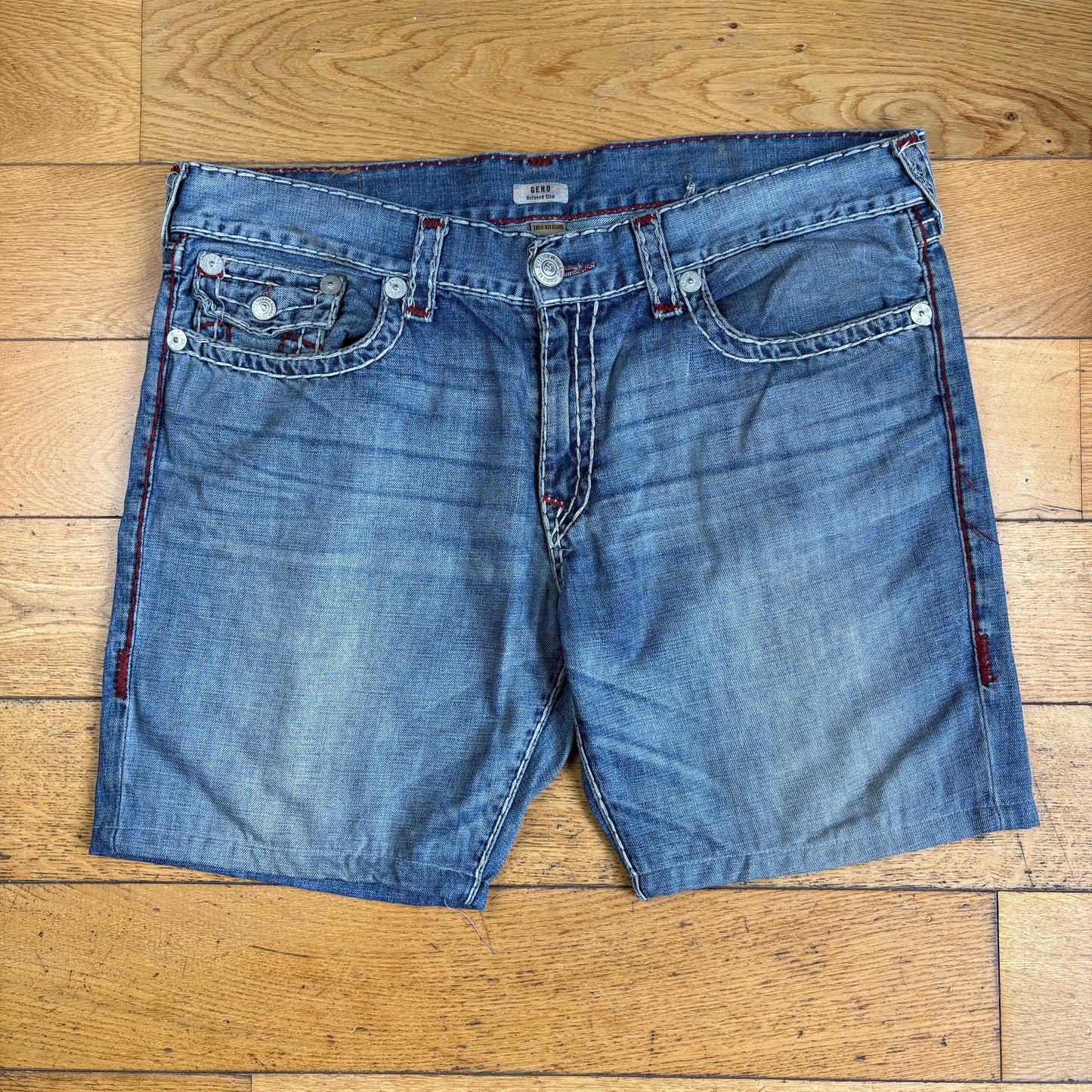 Vintage True Religion Blue Embroidered Y2K Shorts Jorts - 42