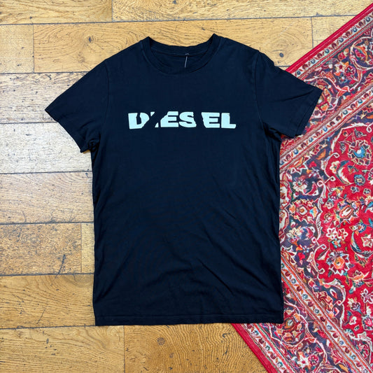 Vintage Diesel Y2K Black Graphic T-Shirt - XS