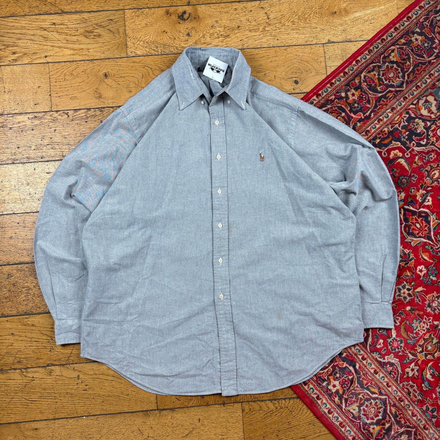 Vintage Ralph Lauren Blue Grey Embroidered Shirt - XXL