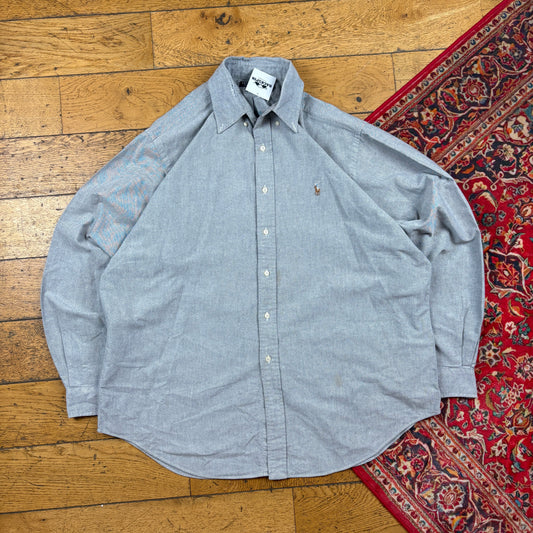 Vintage Ralph Lauren Blue Grey Embroidered Shirt - XXL