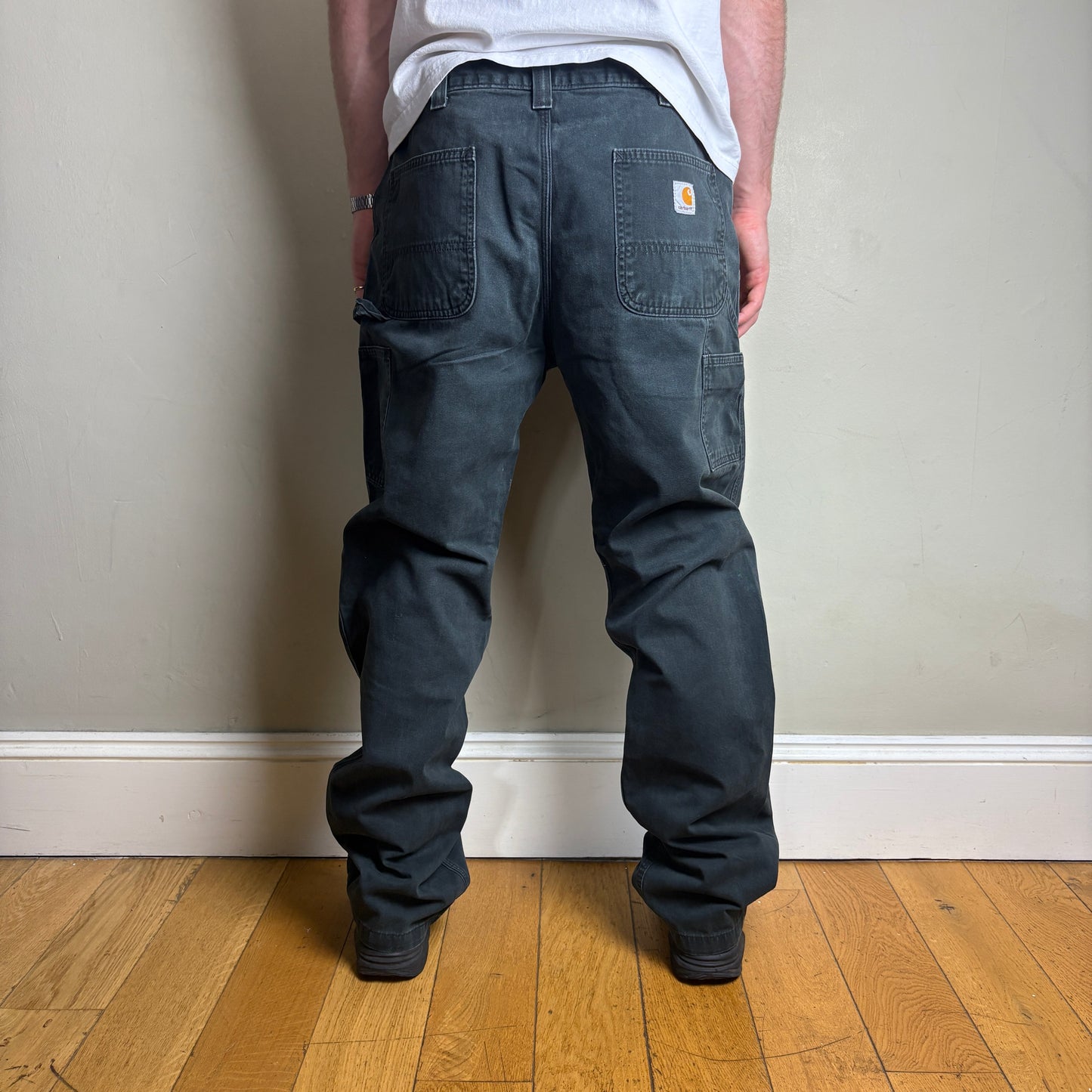 Vintage Carhartt Black Workwear Carpenter Baggy Trousers - 38L
