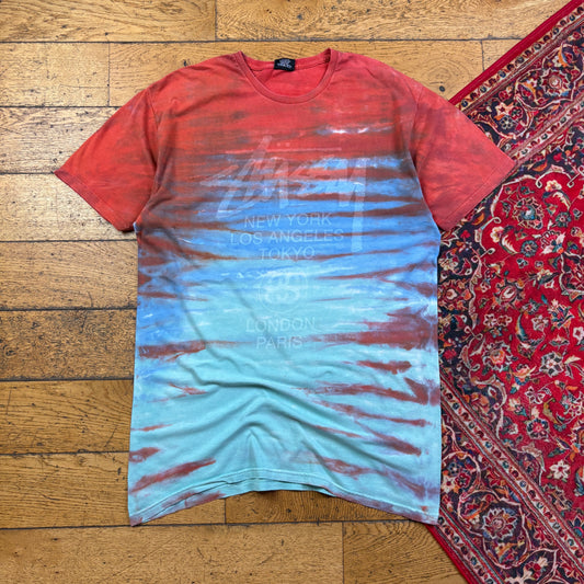 Stussy Tie Dye Graphic Orange Blue T-Shirt - M
