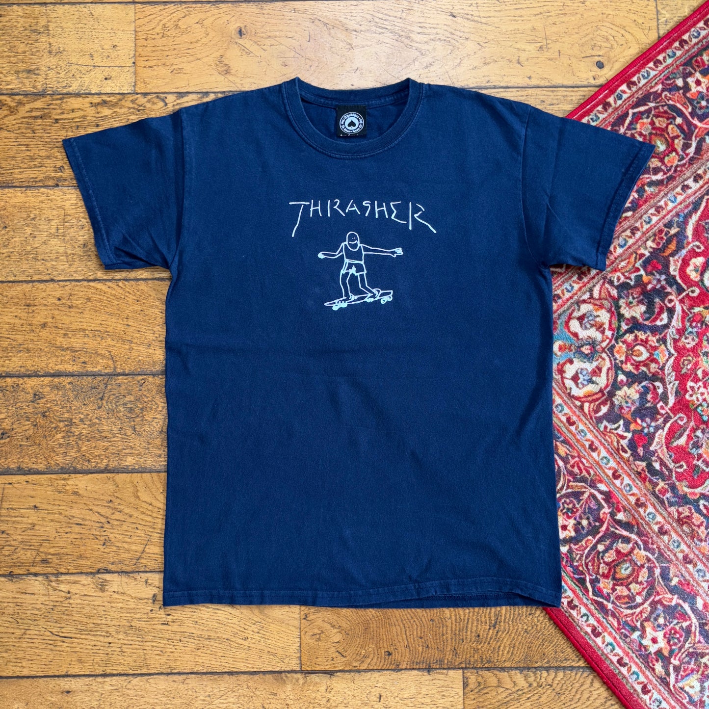 Vintage Thrasher Navy Skate Graphic T-Shirt - S