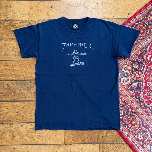 Vintage Thrasher Navy Skate Graphic T-Shirt - S