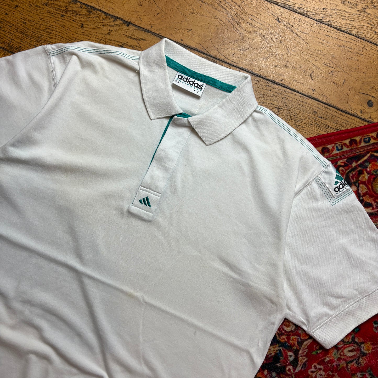 Vintage Adidas Equipment White Polo Shirt - M