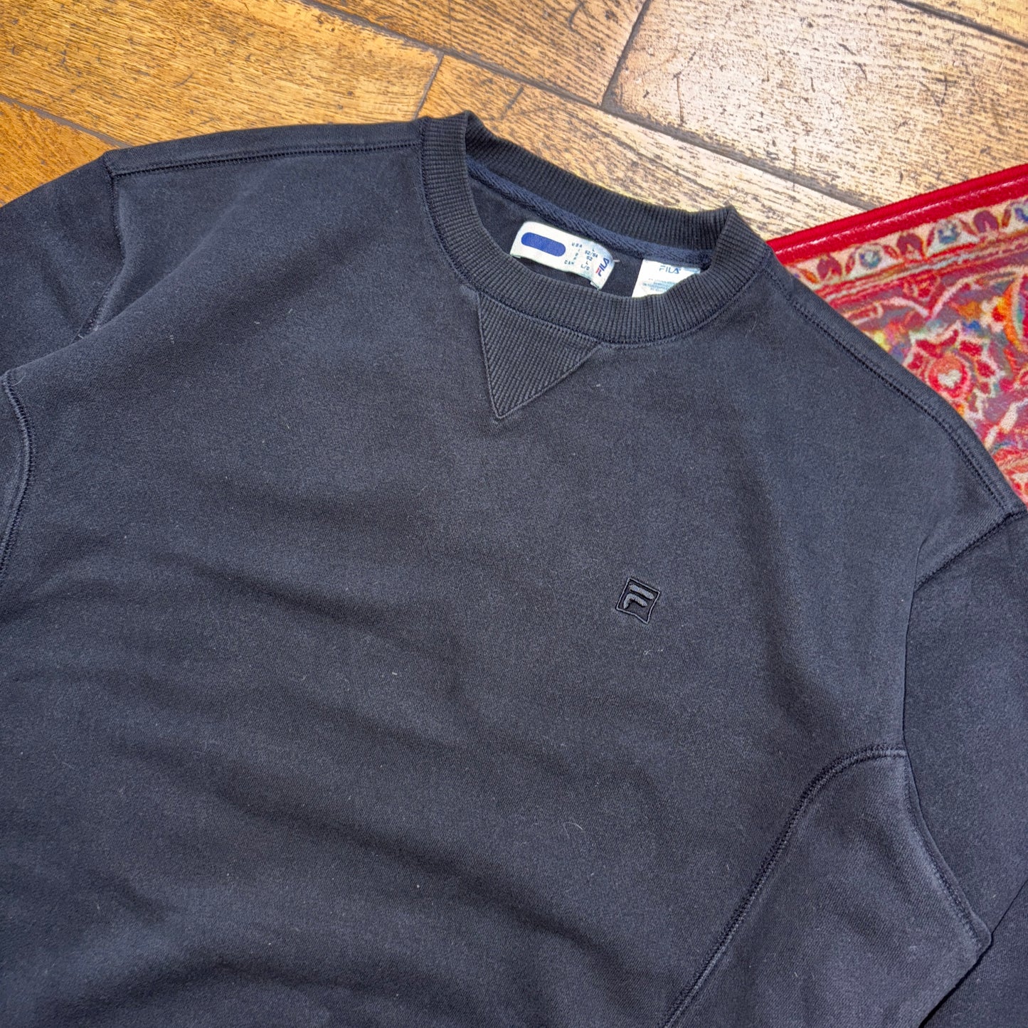Vintage Fila Black Embroidered Sweatshirt - XL