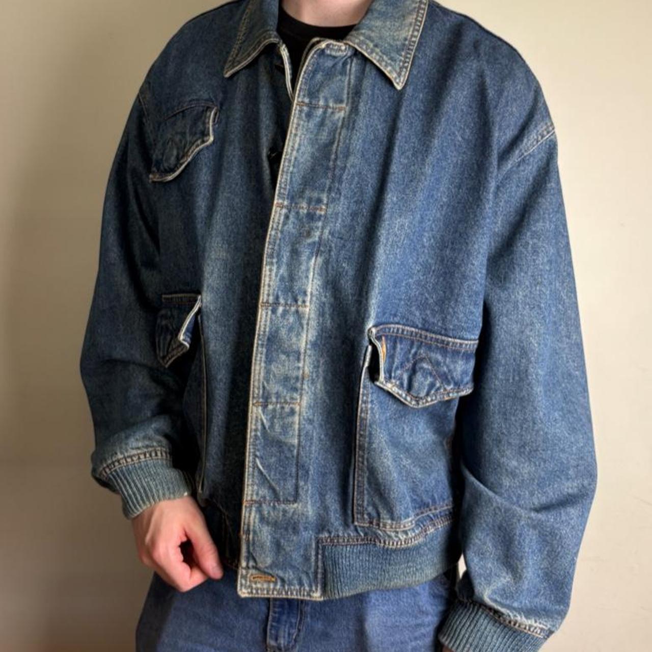 Vintage Trussardi Denim Blue Bomber Utility Jacket - XL